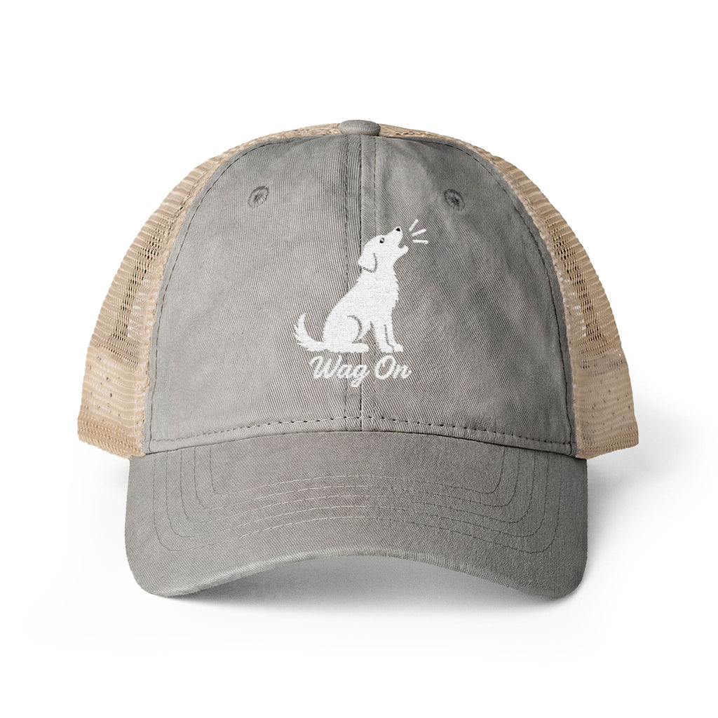 Women's Embroidered Wag On Washed Mesh-Back Cap