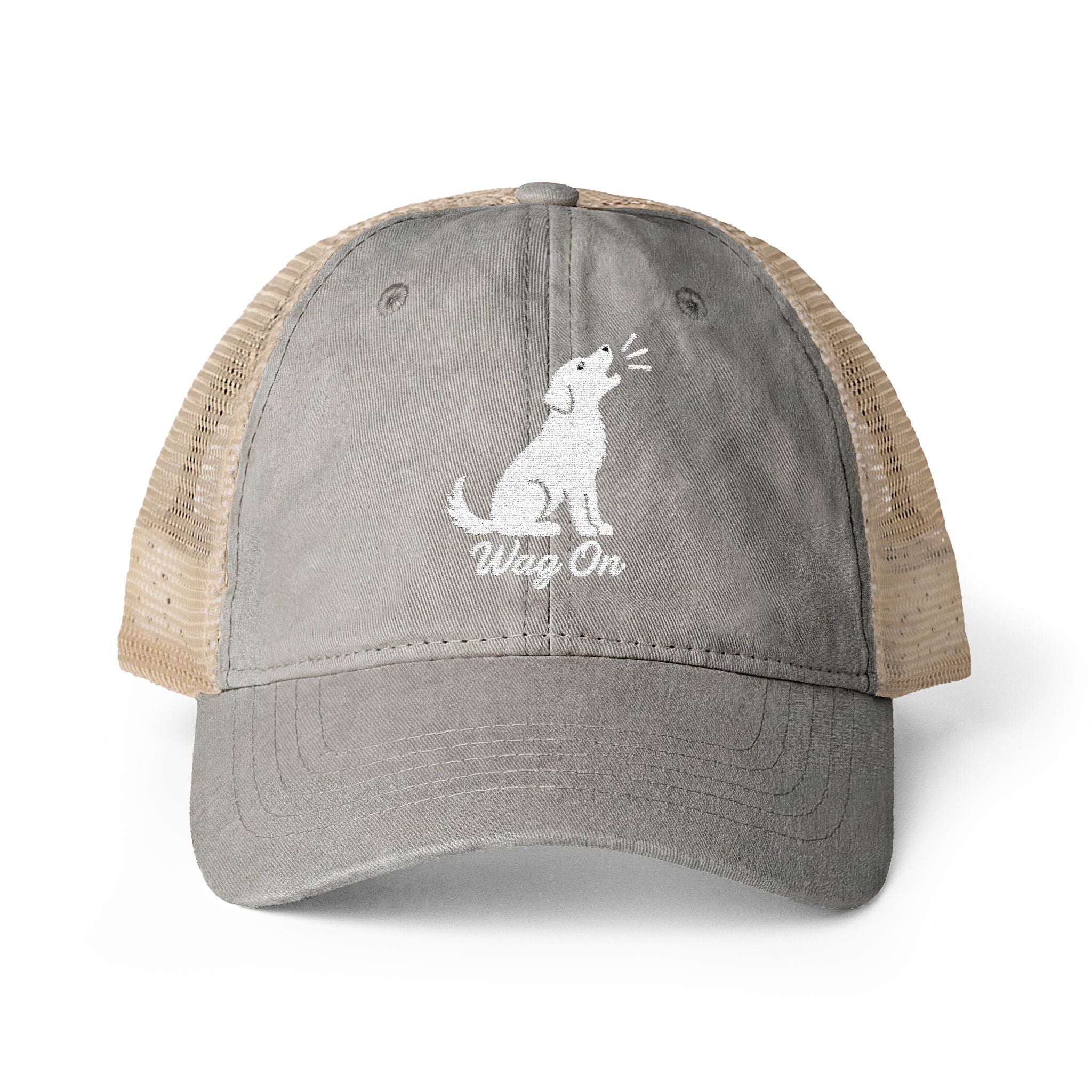 Women's Embroidered Wag On Washed Mesh-Back Cap