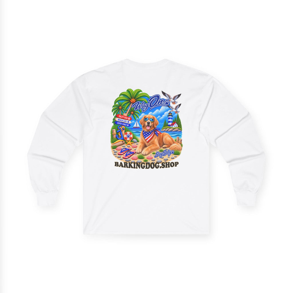 Golden Retriever Stay Salty Pup Long Sleeve T Shirt Beach Collection Coastal Dog Graphic Tee Wag On BarkingDog Shop