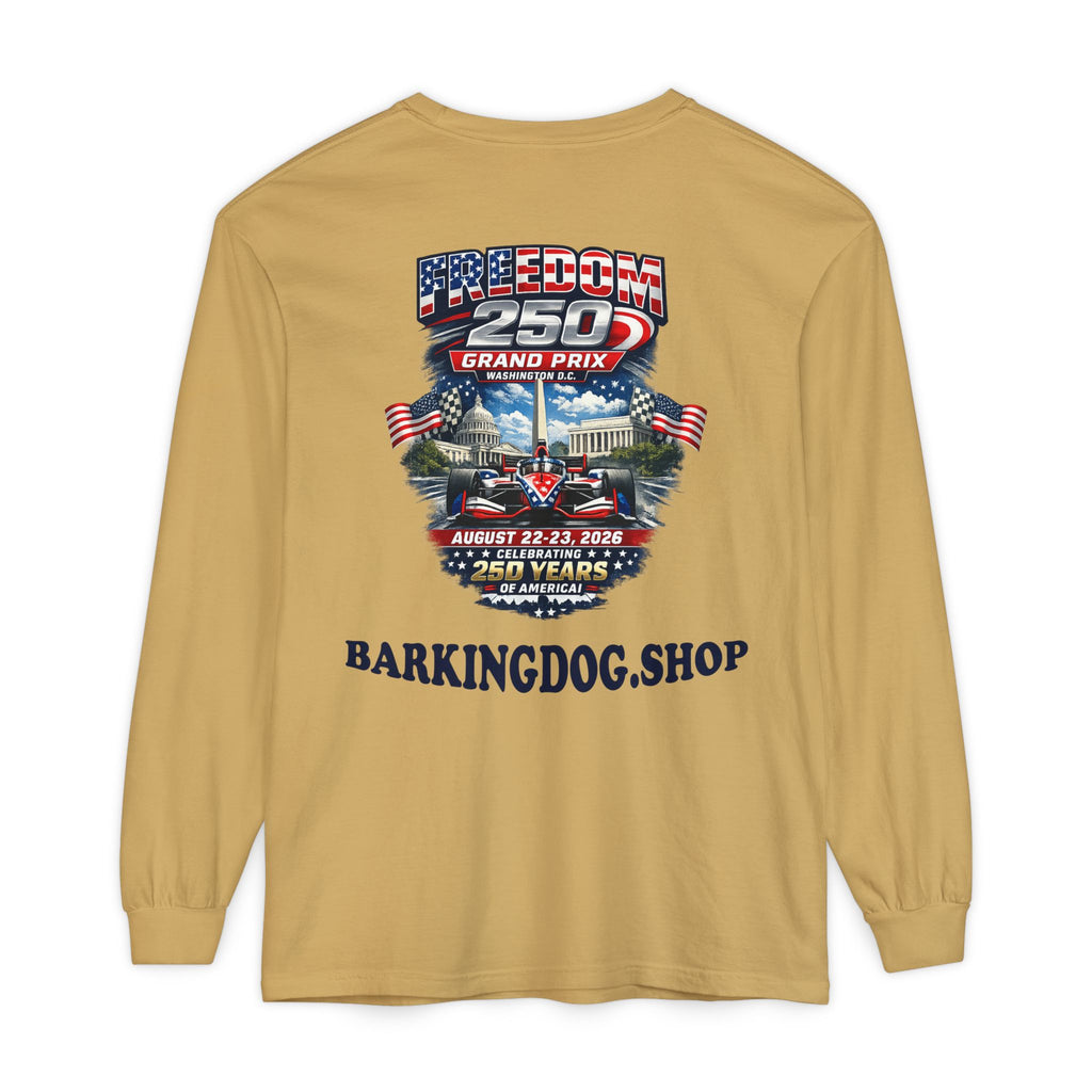 Freedom 250 Grand Prix Long Sleeve T-Shirt — "Wag On" Dog Rally Race Tee