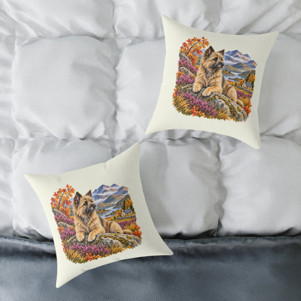 Cairn Terrier Scottish Highlands Autumn Throw Pillow Ivory Home Decor Collection Scenic Dog Decor BarkingDog Shop