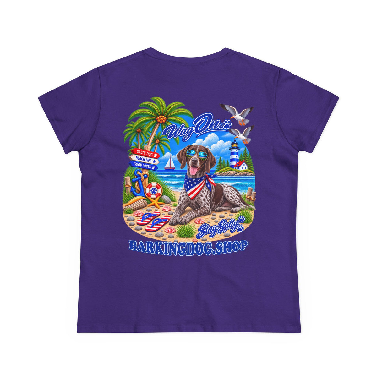 German Shorthair Pointer Stay Salty T Shirt Beach Collection Salty Pup Beach Life Graphic Tee Wag On BarkingDog Shop