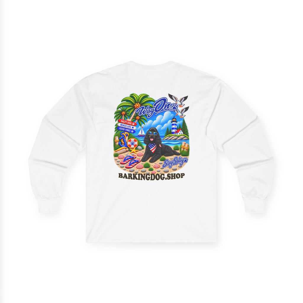 Cocker Spaniel Stay Salty Pup Long Sleeve T Shirt Beach Collection Coastal Dog Graphic Tee Wag On BarkingDog Shop