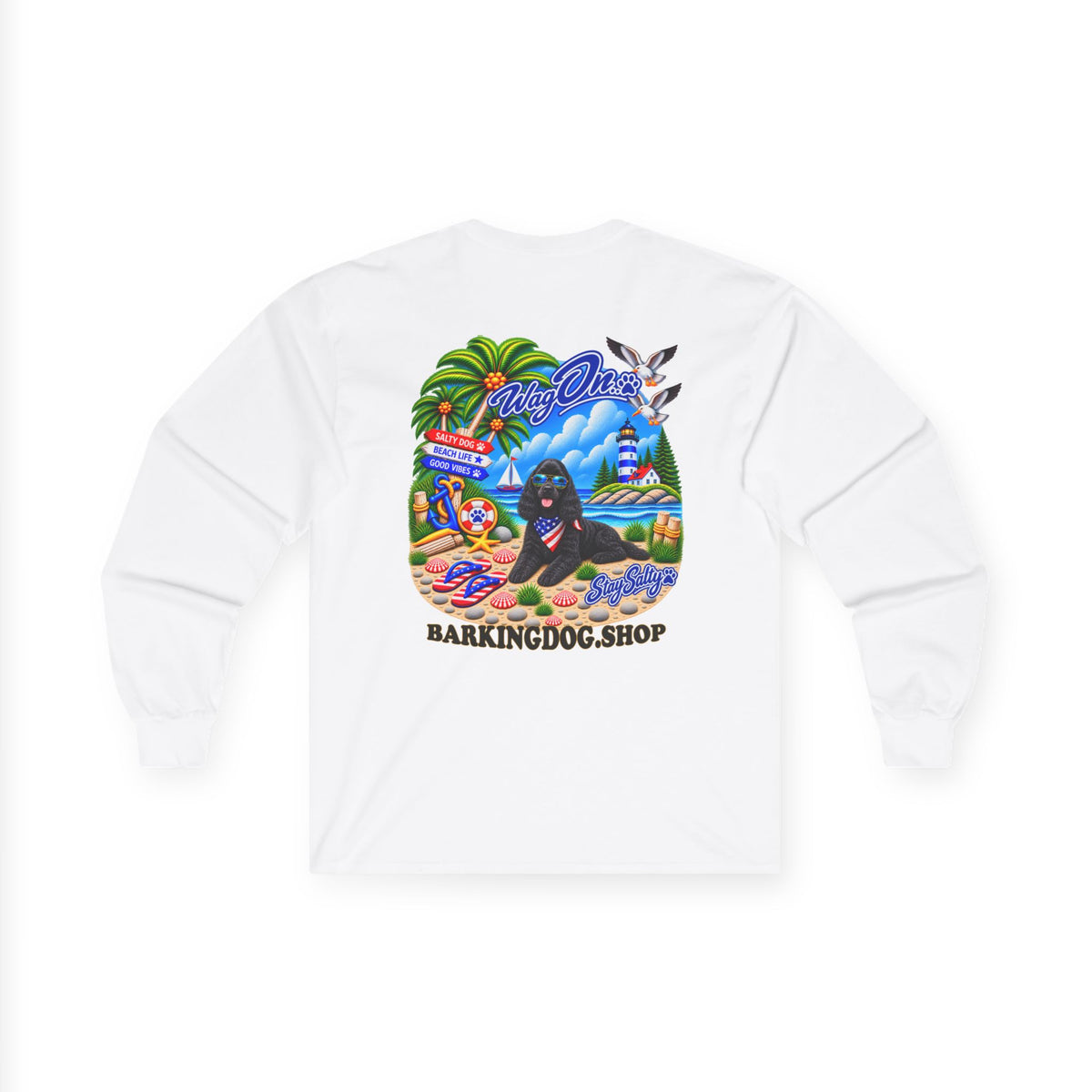 Cocker Spaniel Stay Salty Pup Long Sleeve T Shirt Beach Collection Coastal Dog Graphic Tee Wag On BarkingDog Shop