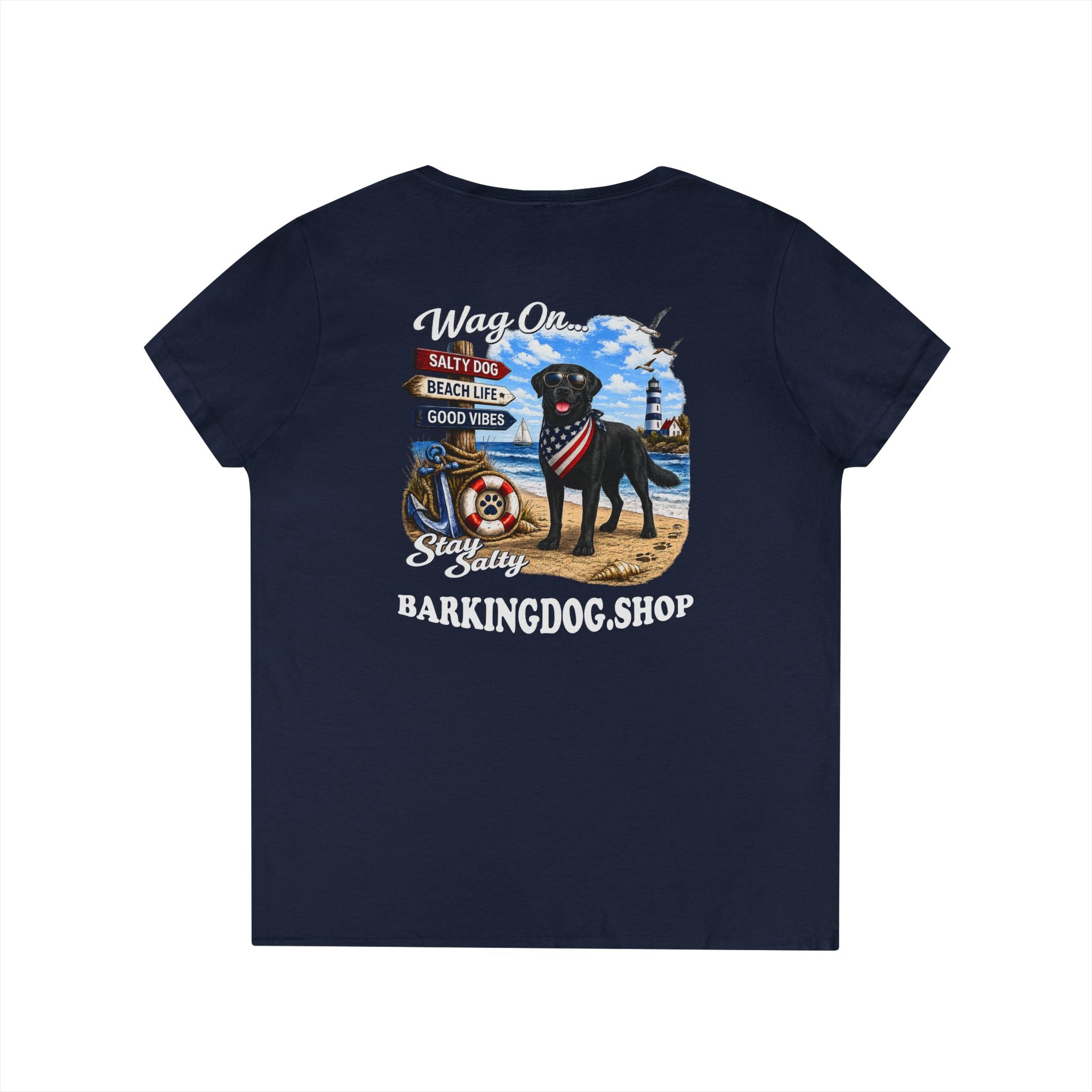 Black Lab Dog Beach T Shirt Wag On™ Stay Salty