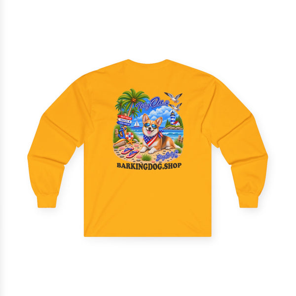 Pembroke Welsh Corgi Stay Salty Pup Long Sleeve T Shirt Beach Collection Coastal Dog Graphic Tee Wag On BarkingDog Shop
