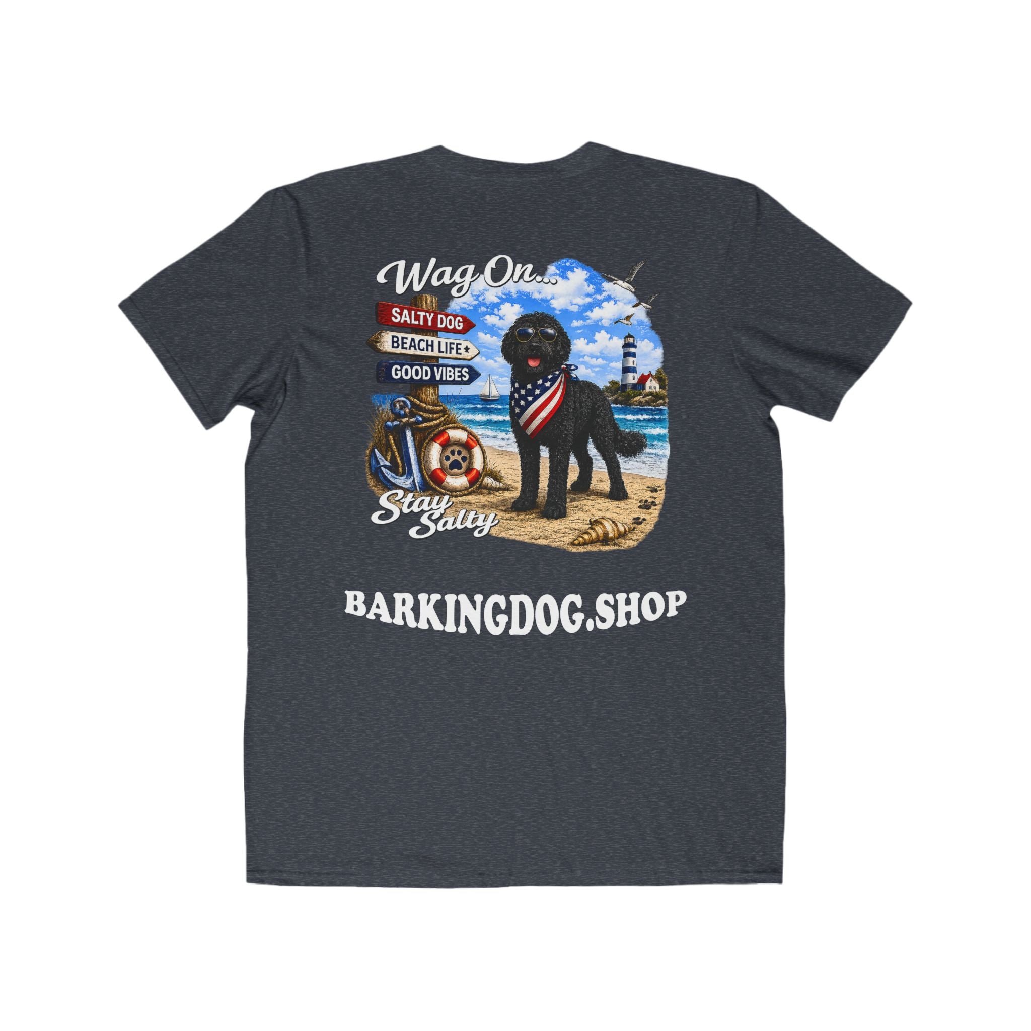 Black Bernedoodle T Shirt Stay Salty Beach Dog Lover Graphic Tee Wag On BarkingDog Shop