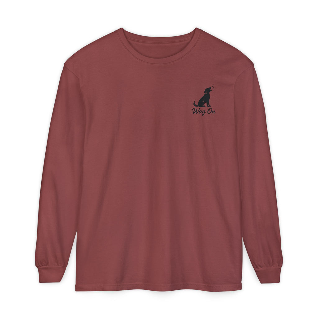 USA 250th Anniversary Long Sleeve T-Shirt — Patriotic Dog Flag Design