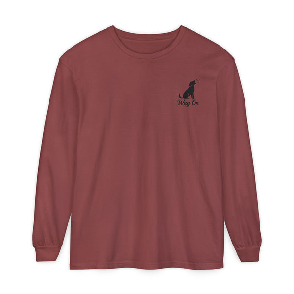 USA 250th Anniversary Long Sleeve T-Shirt — Patriotic Dog Flag Design