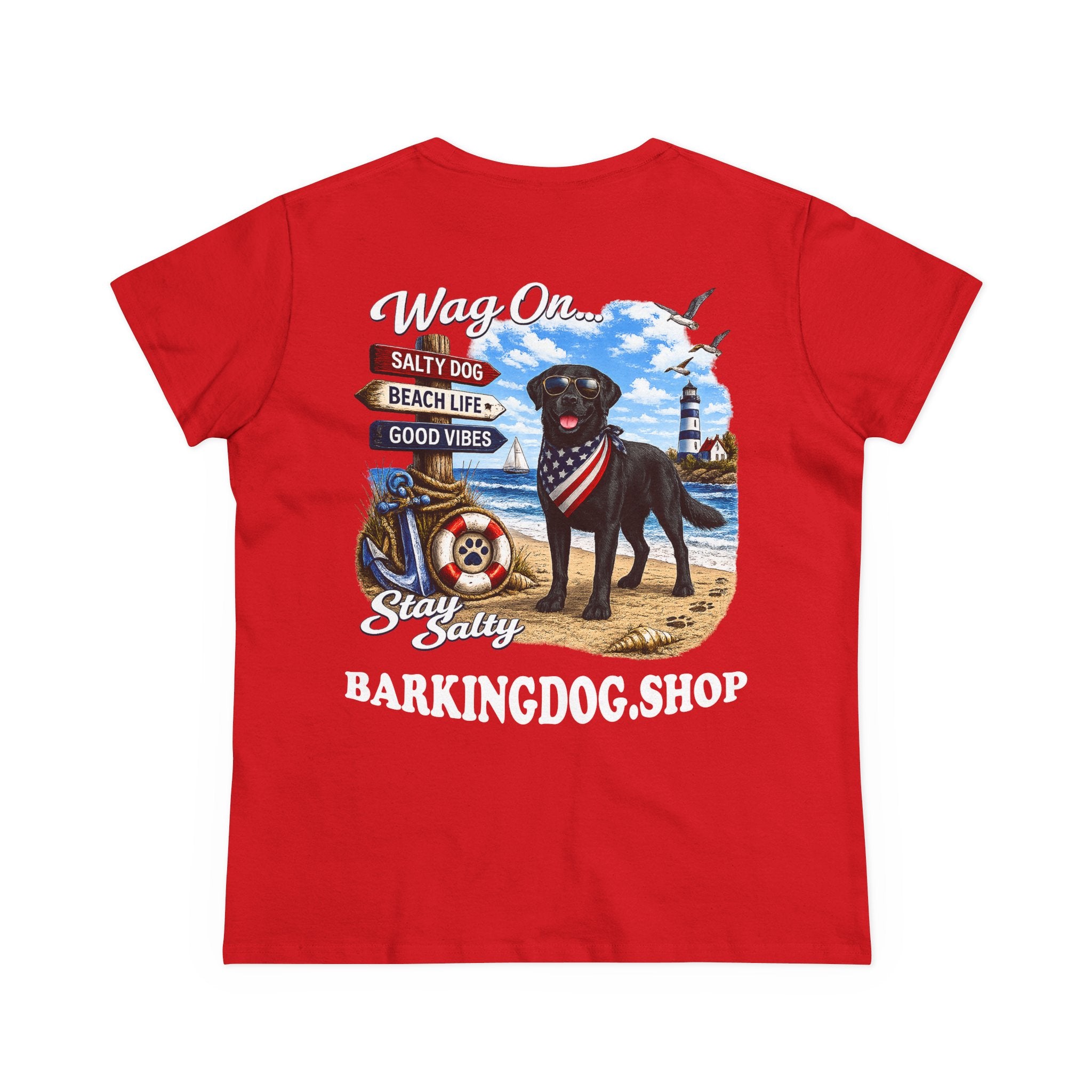 Black Lab Dog Beach T Shirt Wag On™ Stay Salty