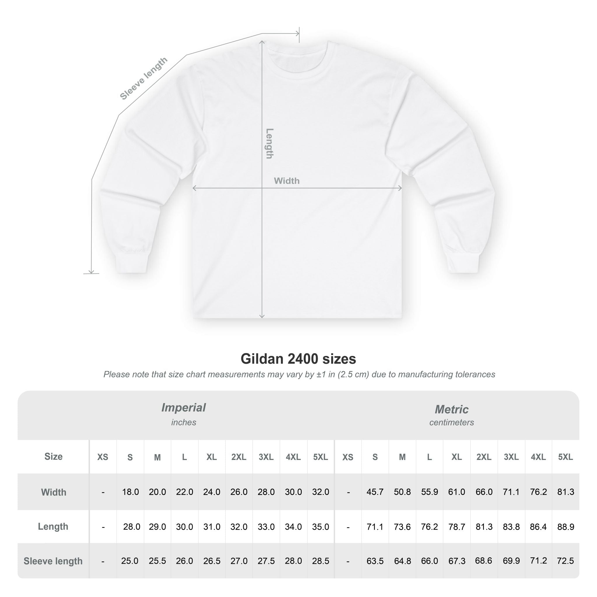 White Long Sleeve Tee — Minimal Text Repeat Graphic
