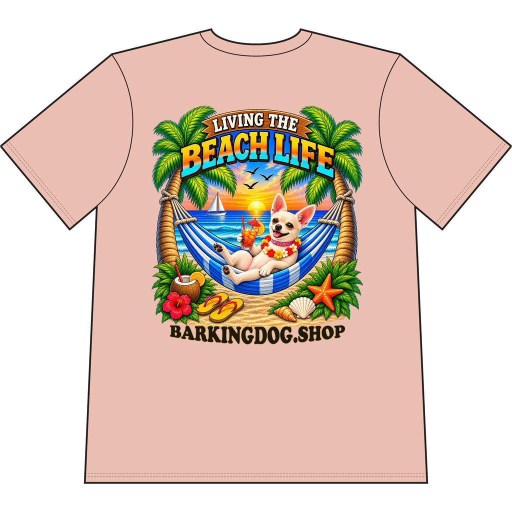 Copy of Chihuahua Beach Life Canine T Shirt Beach Collection Living the Beach Life Tropical Graphic Tee Wag On BarkingDog Shop