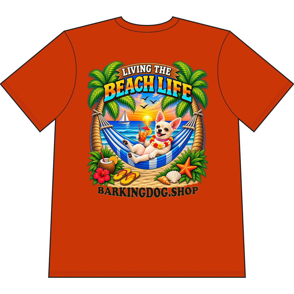 Copy of Chihuahua Beach Life Canine T Shirt Beach Collection Living the Beach Life Tropical Graphic Tee Wag On BarkingDog Shop