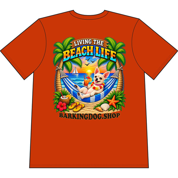 Copy of Chihuahua Beach Life Canine T Shirt Beach Collection Living the Beach Life Tropical Graphic Tee Wag On BarkingDog Shop