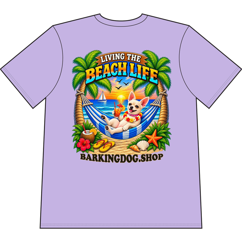 Copy of Chihuahua Beach Life Canine T Shirt Beach Collection Living the Beach Life Tropical Graphic Tee Wag On BarkingDog Shop