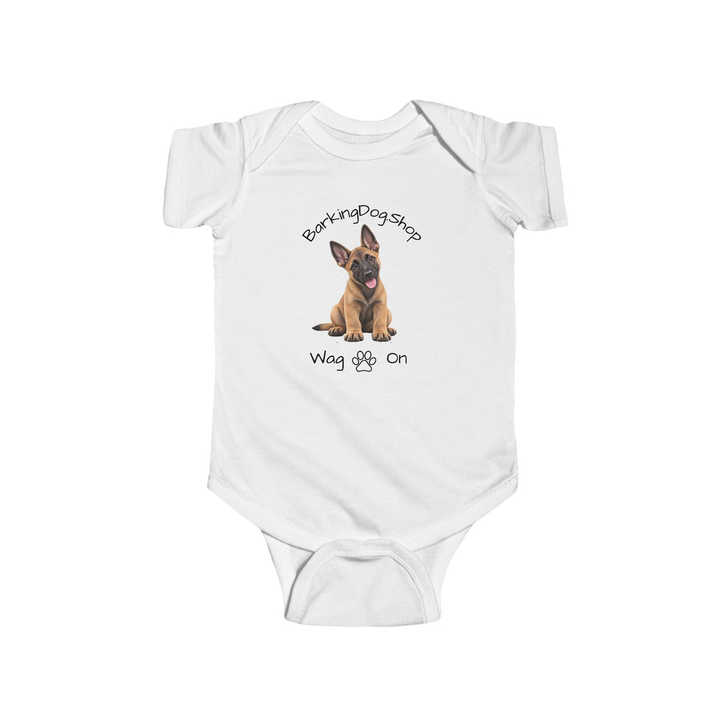 Belgian Malinois Puppy Infant Bodysuit Babies and Puppies Collection Wag On Baby Onesie BarkingDog Shop