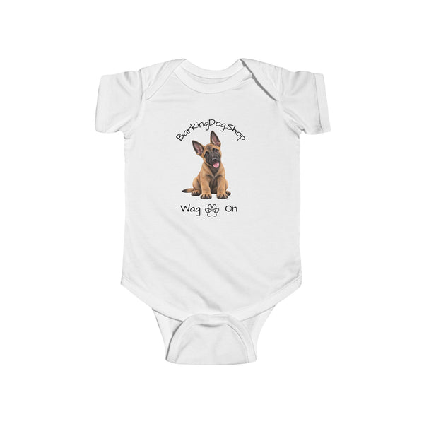 Belgian Malinois Puppy Infant Bodysuit Babies and Puppies Collection Wag On Baby Onesie BarkingDog Shop