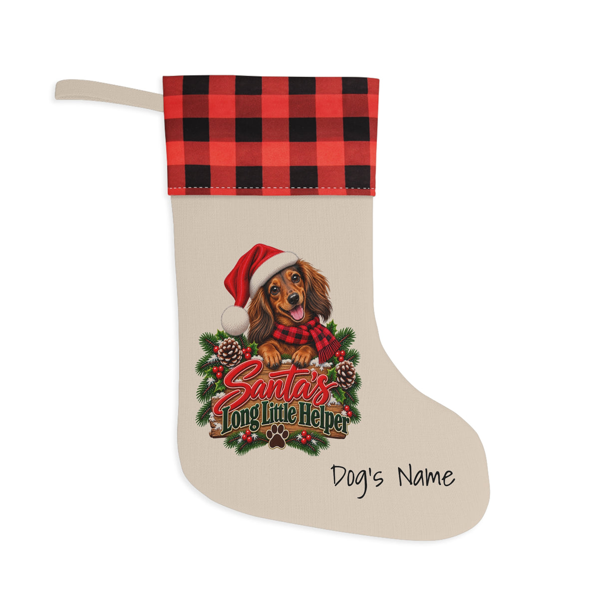 Dachshund Santa’s Long Little Helper Christmas Stocking BarkingDog Shop