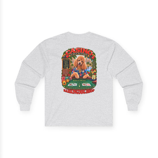 Poodle Baccarat Long Sleeve T Shirt Casino Collection Vintage Casino Dog Graphic Tee Wag On BarkingDog Shop