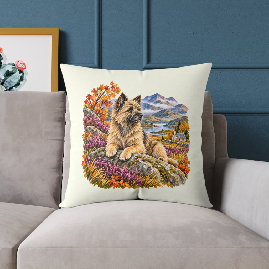 Cairn Terrier Scottish Highlands Autumn Throw Pillow Ivory Home Decor Collection Scenic Dog Decor BarkingDog Shop