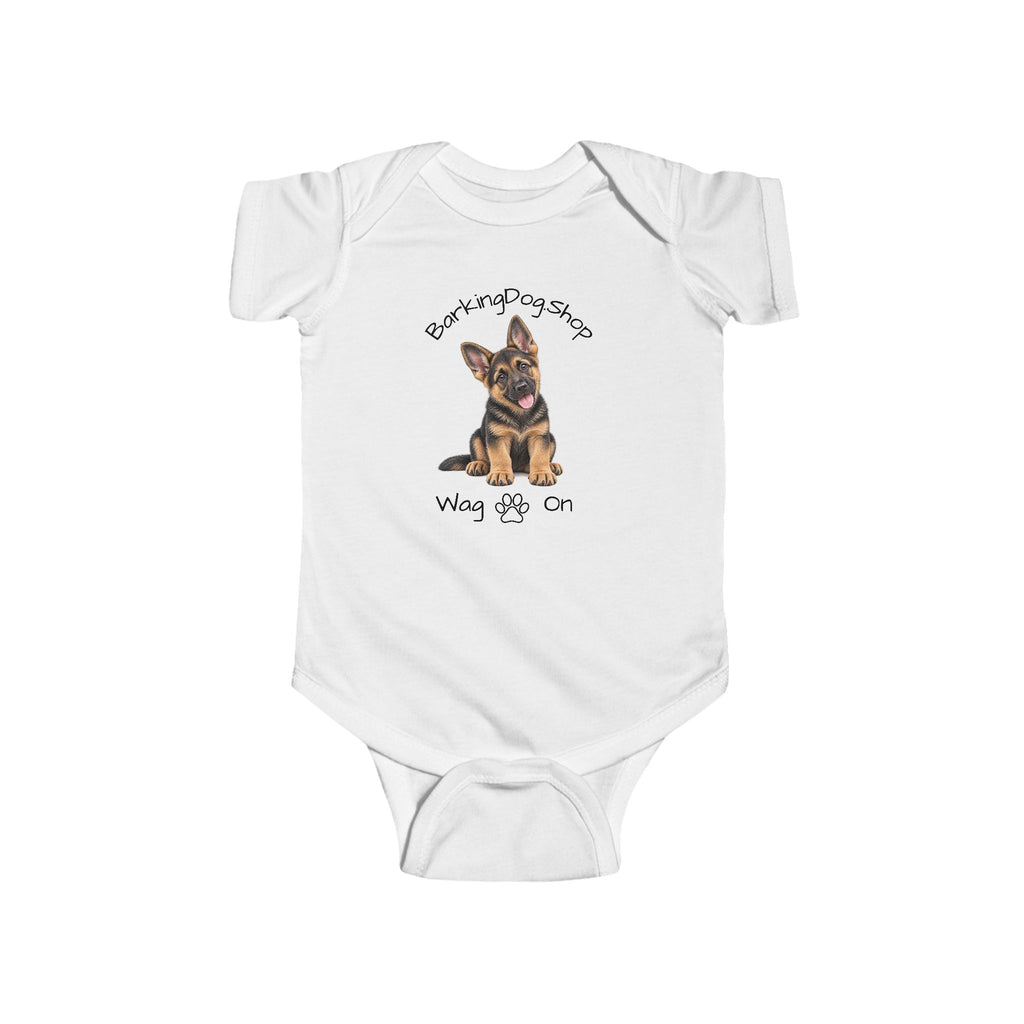 German Shepherd Puppy Infant Bodysuit Babies and Puppies Collection Wag On Baby Onesie BarkingDog Shop
