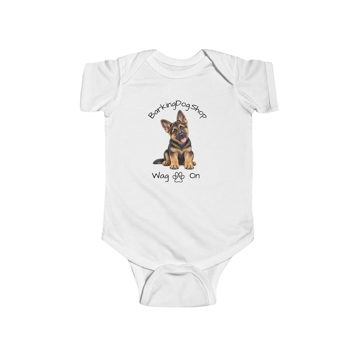German Shepherd Puppy Infant Bodysuit Babies and Puppies Collection Wag On Baby Onesie BarkingDog Shop