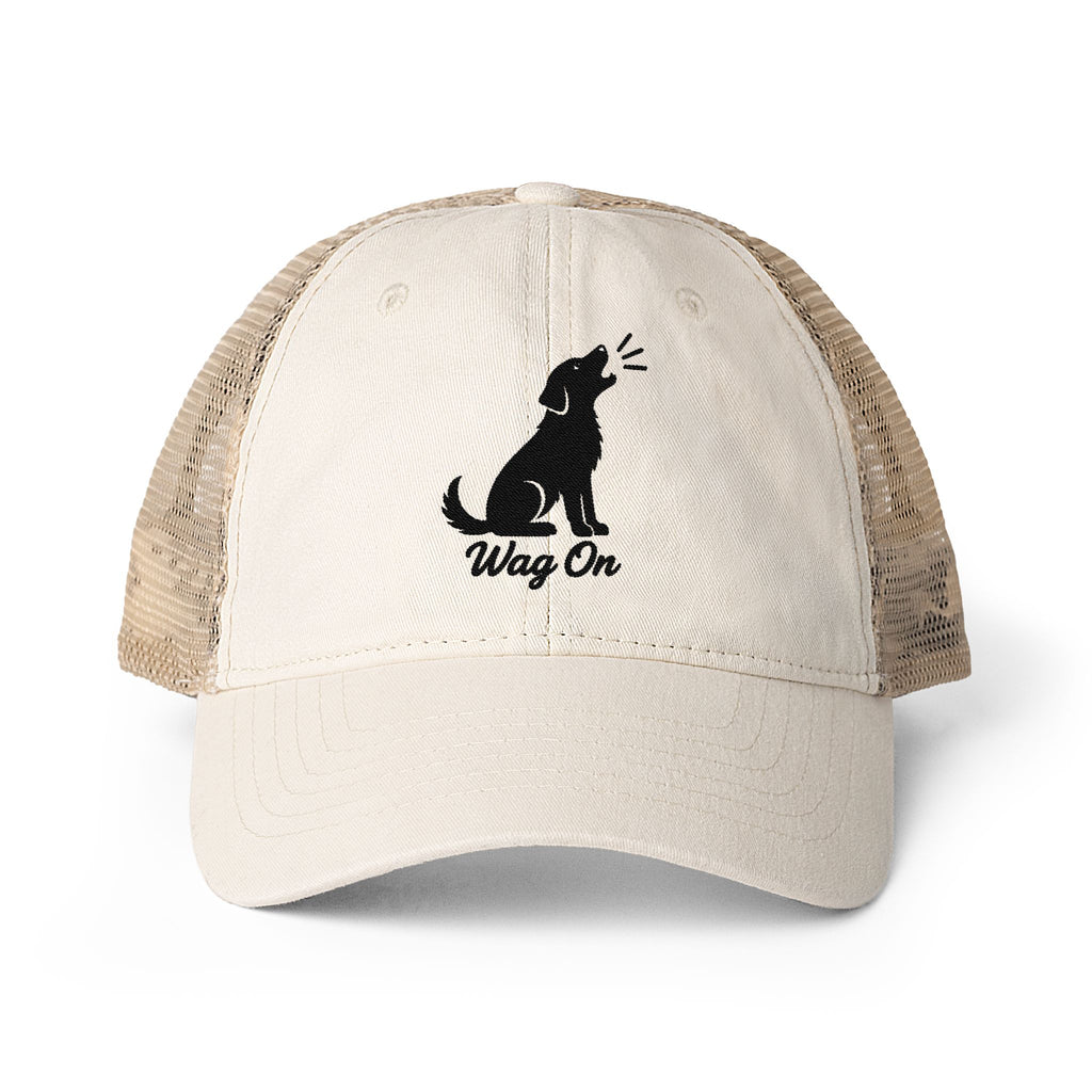 Women's Embroidered Wag On Washed Mesh-Back Cap