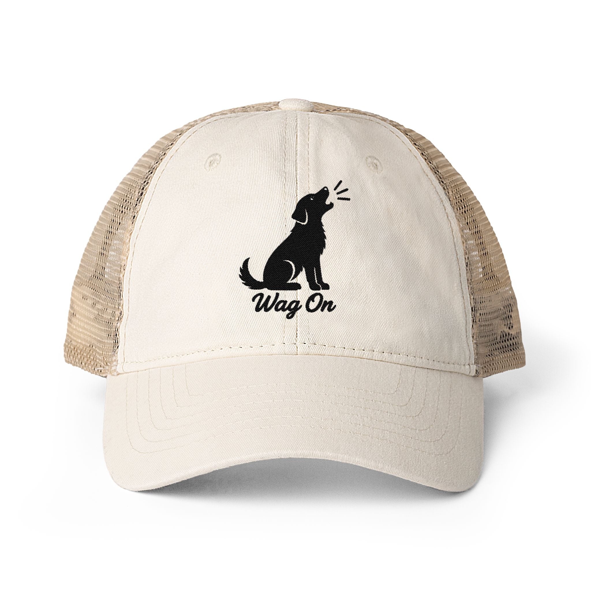 Women's Embroidered Wag On Washed Mesh-Back Cap