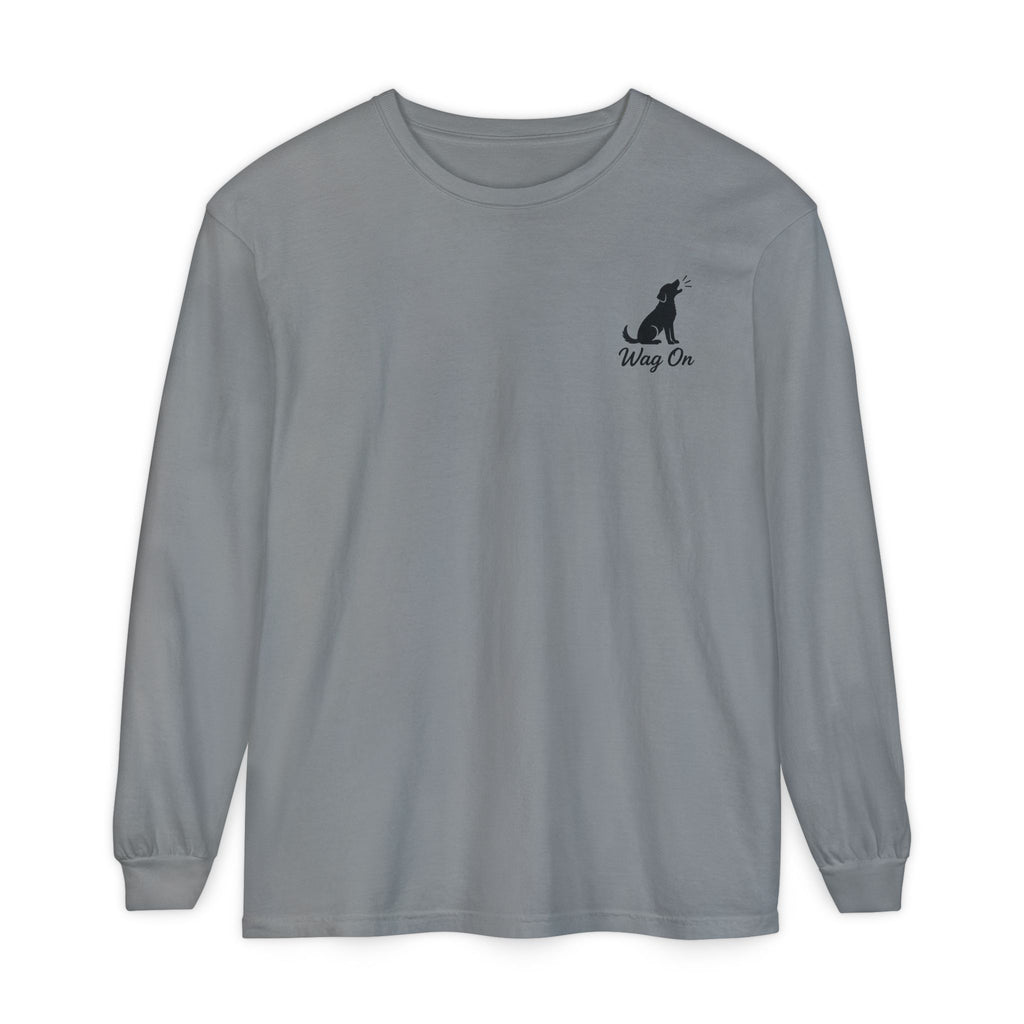 USA 250th Anniversary Long Sleeve T-Shirt — Patriotic Dog Flag Design