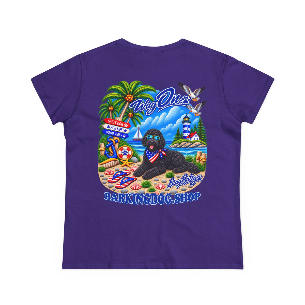 Black Bernedoodle  Stay Salty T Shirt Beach Collection Salty Pup Beach Life Graphic Tee Wag On BarkingDog Shop