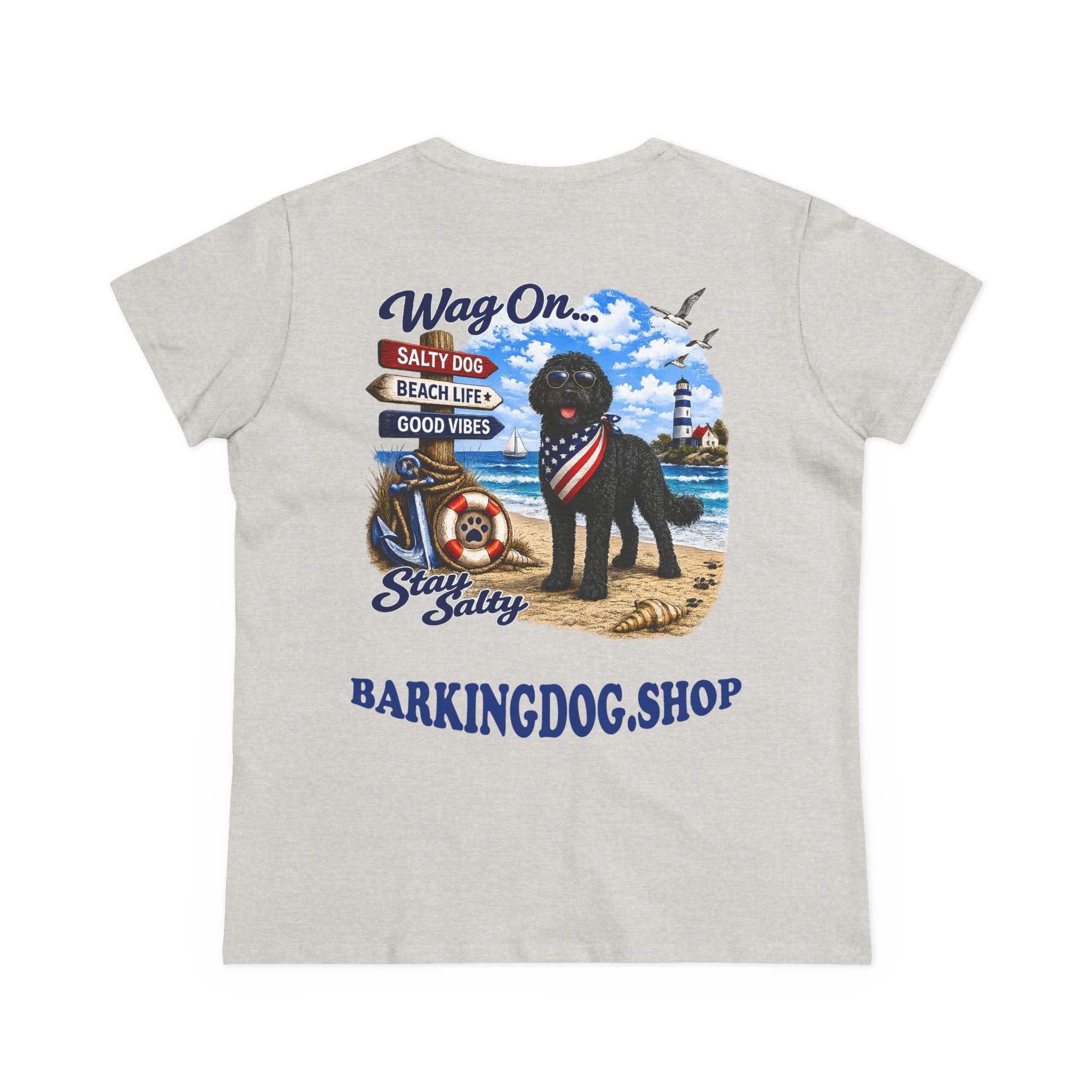 Black Bernedoodle T Shirt Stay Salty Beach Dog Lover Graphic Tee Wag On BarkingDog Shop