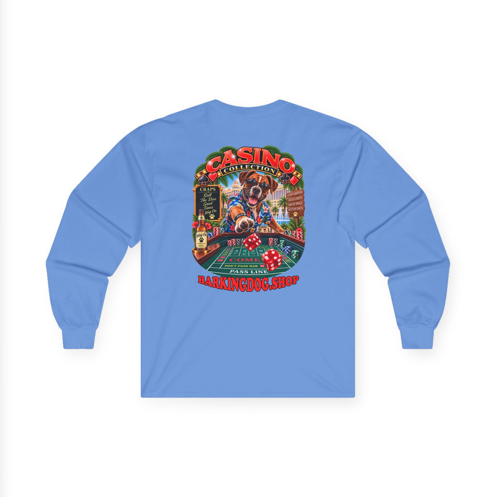 Boxer Craps Long Sleeve T Shirt Casino Collection Vintage Casino Dog Graphic Tee Wag On BarkingDog Shop