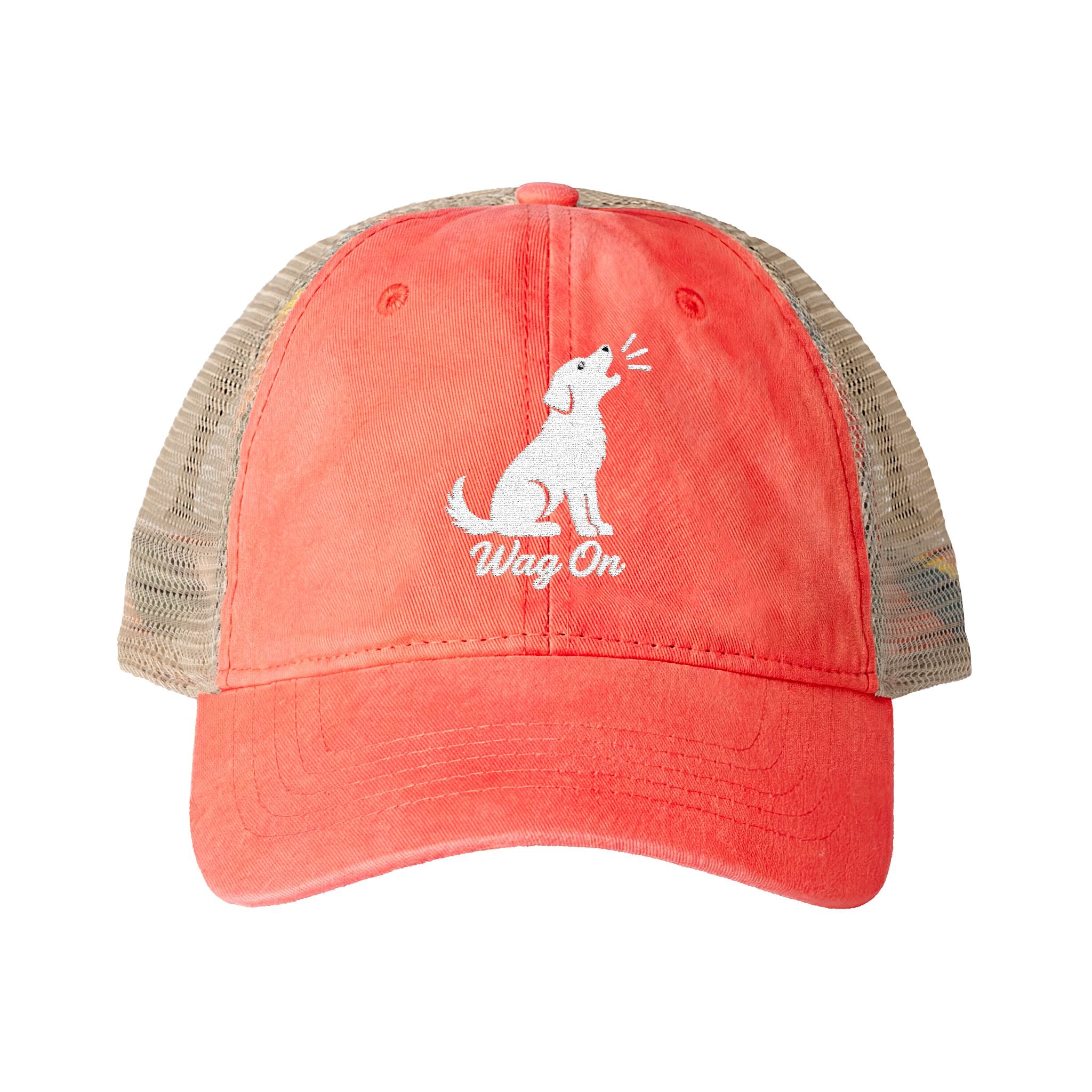 Women's Embroidered Wag On Washed Mesh-Back Cap