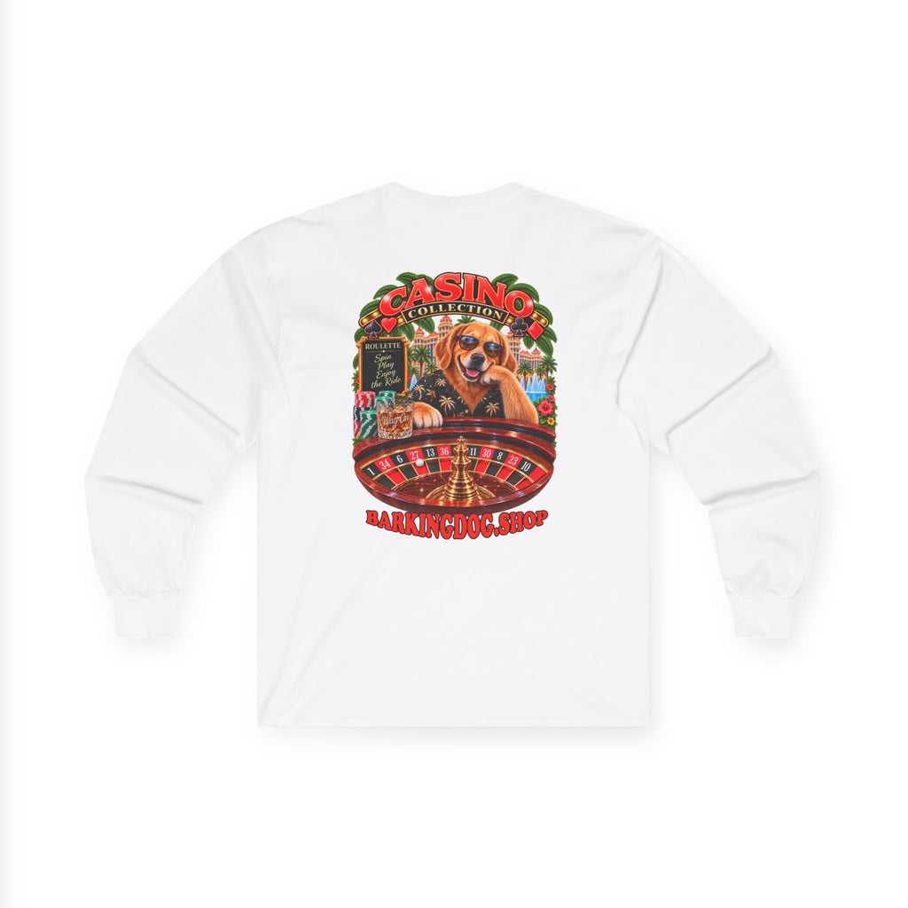 Golden Retriever Roulette Long Sleeve T Shirt Casino Collection Vintage Casino Dog Graphic Tee Wag On BarkingDog Shop