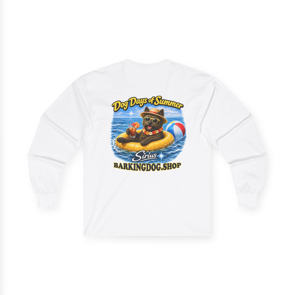 Cairn Terrier Dog Days of Summer Inner Tube Long Sleeve T Shirt Beach Collection Floating Dog Graphic Tee Wag On BarkingDog Shop