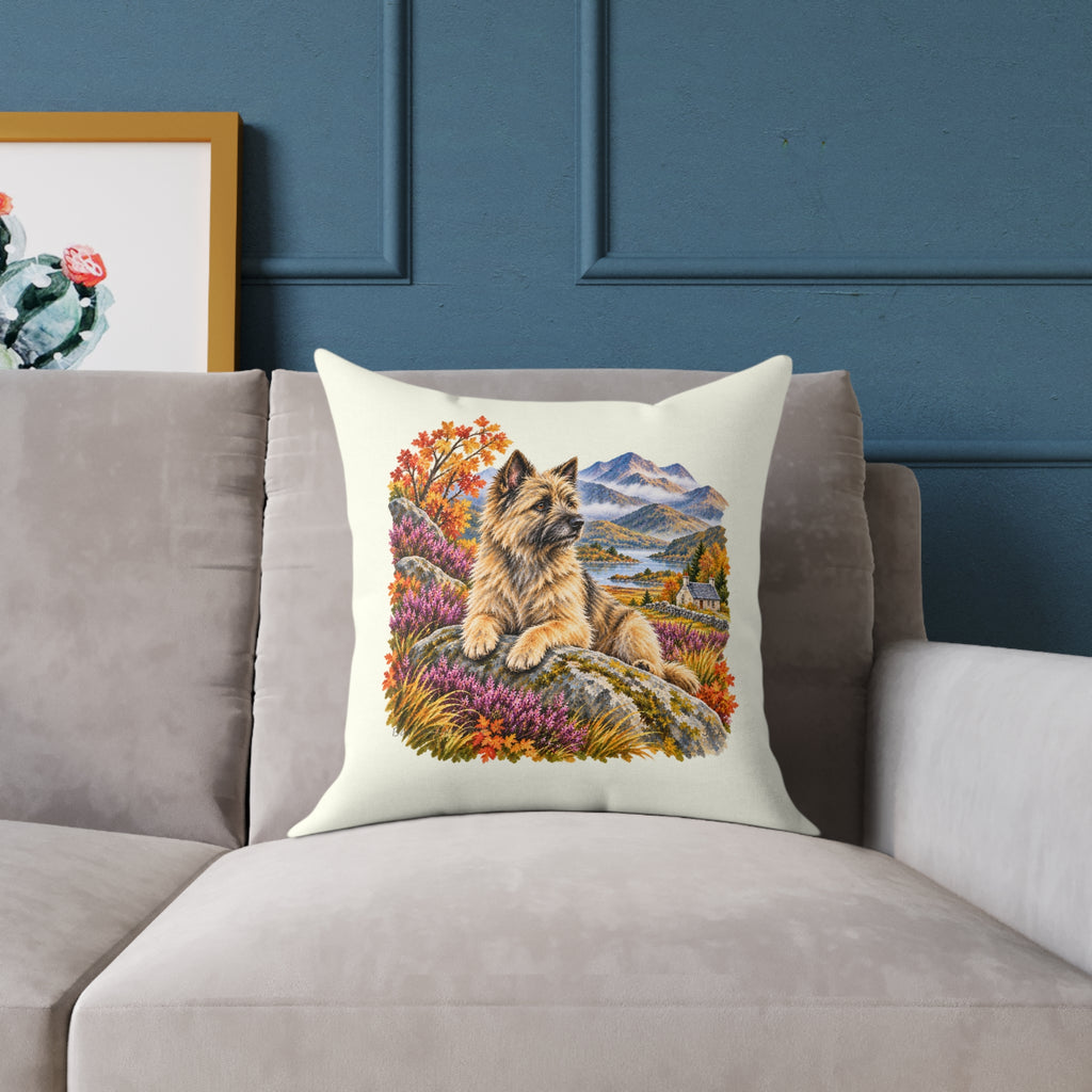 Cairn Terrier Scottish Highlands Autumn Throw Pillow Ivory Home Decor Collection Scenic Dog Decor BarkingDog Shop