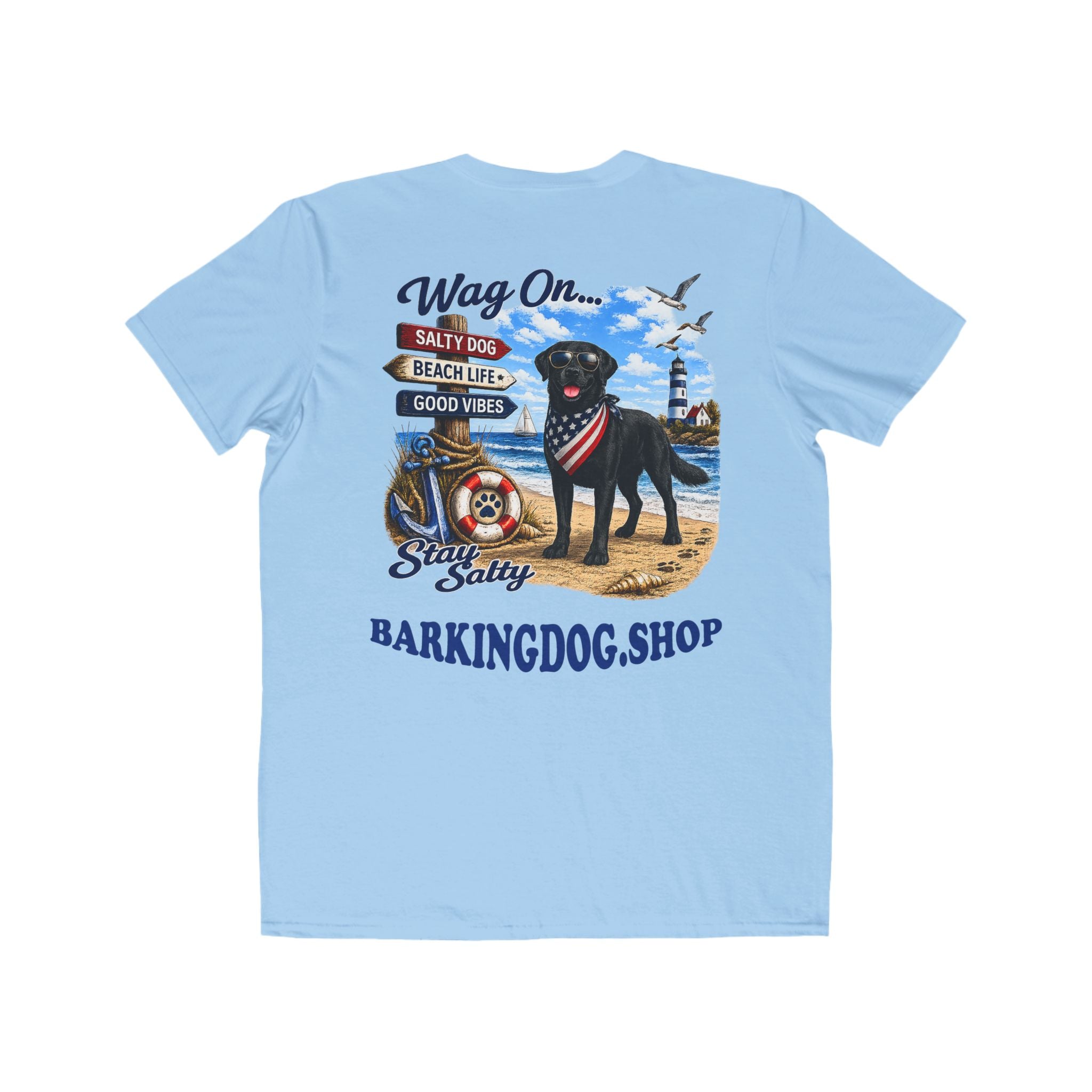 Black Lab Dog Beach T Shirt Wag On™ Stay Salty