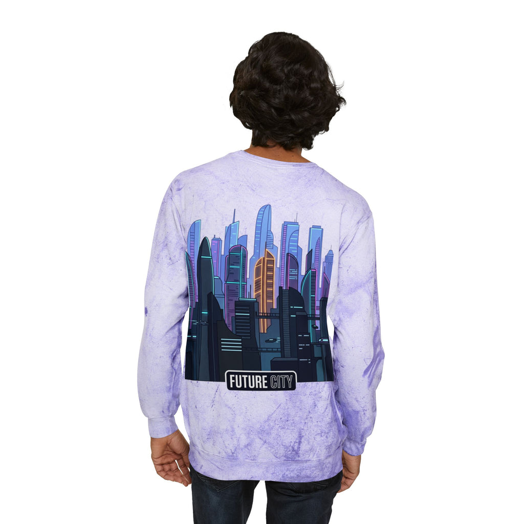 Future City Yellow Tie-Dye Crewneck Sweatshirt