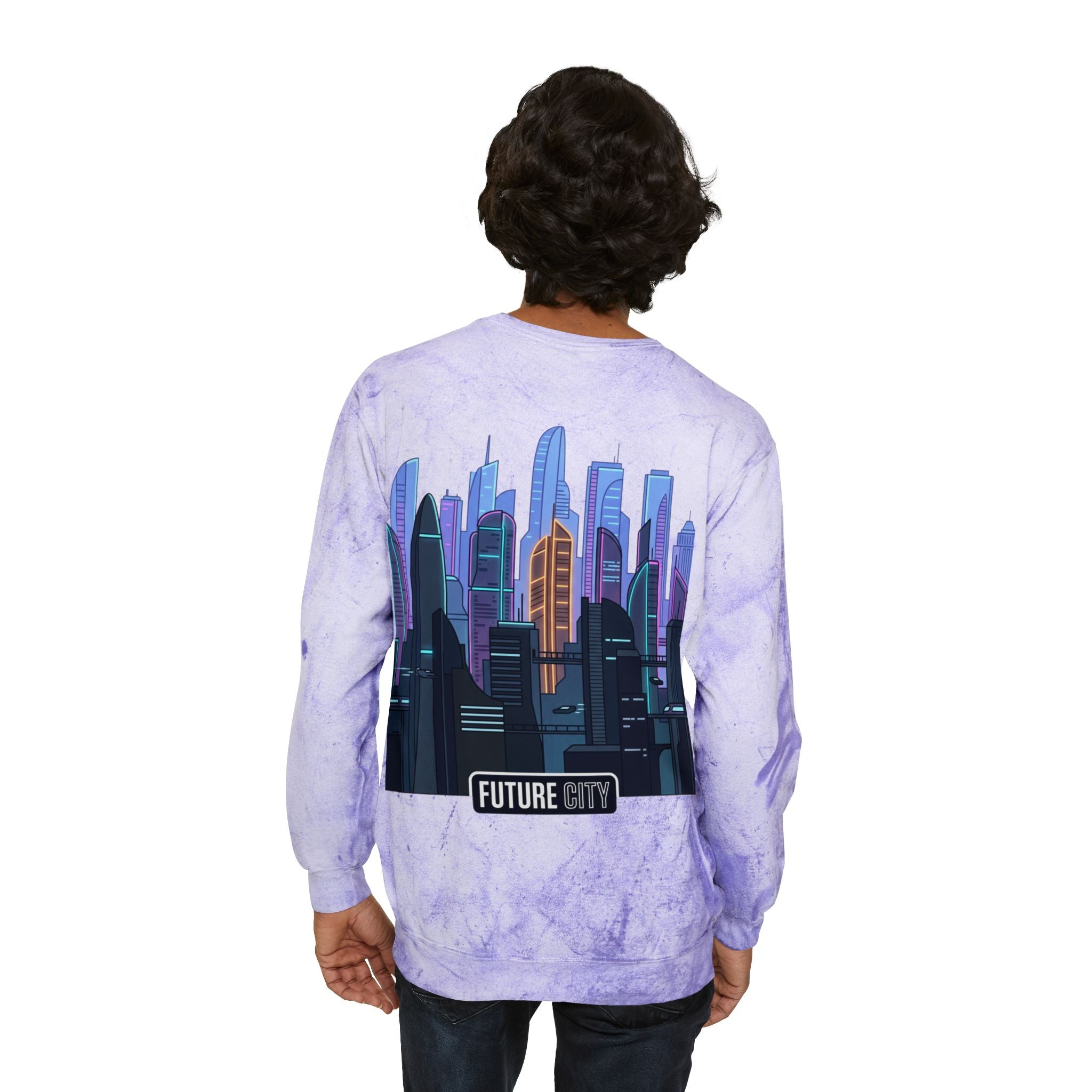 Future City Yellow Tie-Dye Crewneck Sweatshirt