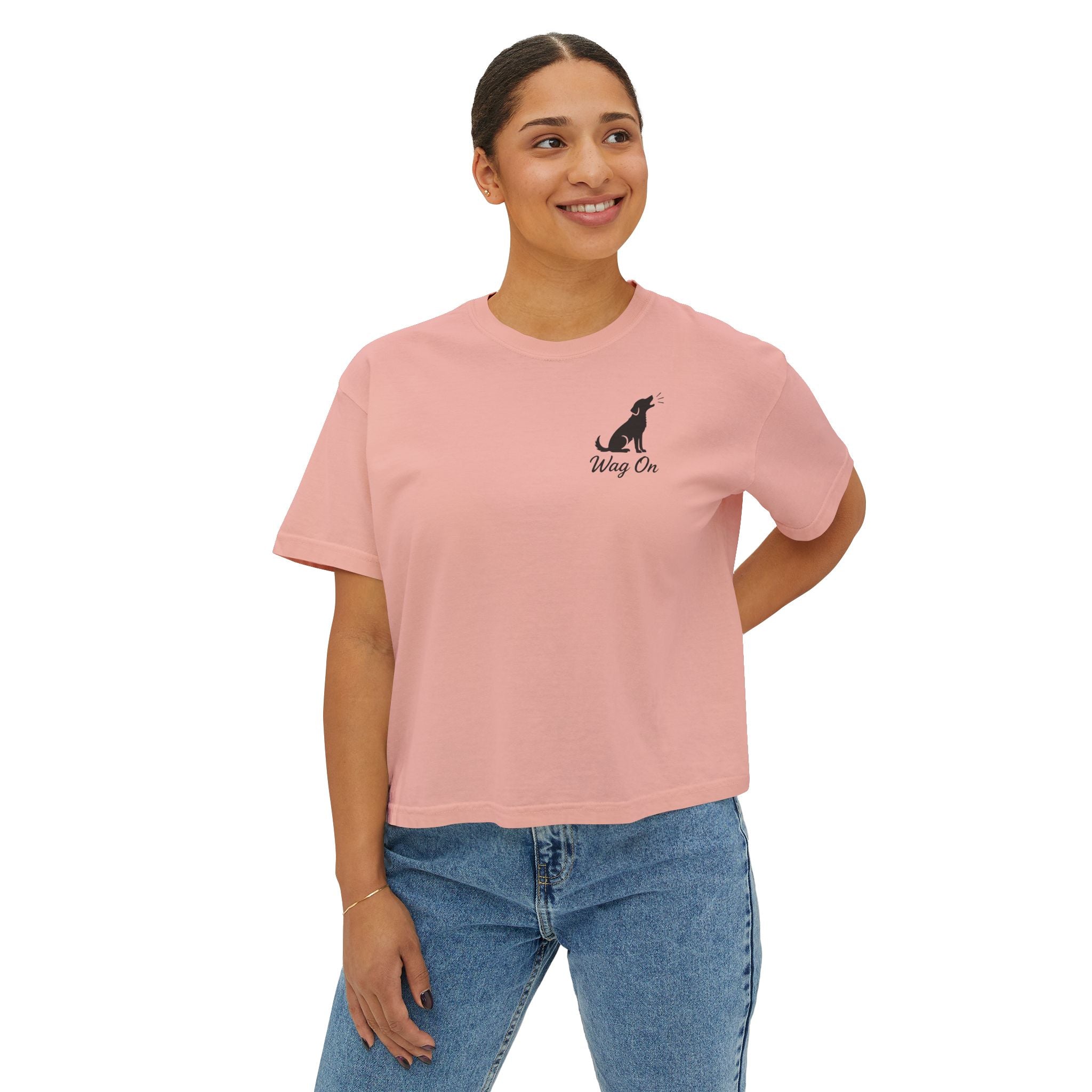 Boxy Tee — "Wag On" Dog Lovers Cropped T‑Shirt (Retired & Out of Control Design)