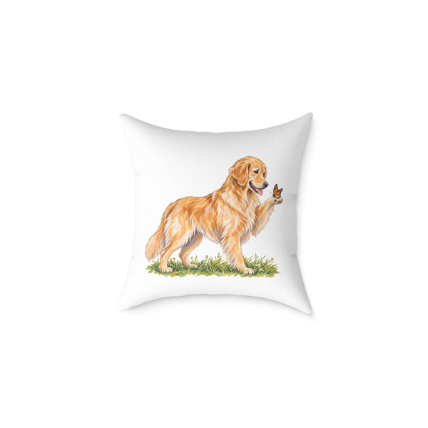 Golden Retriever Butterfly Throw Pillow White Home Decor Collection Watercolor Dog Decor BarkingDog Shop