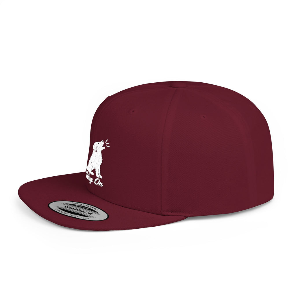 Copy of Wag On Snapback Hat — Embroidered Howling Dog Flat Bill Cap