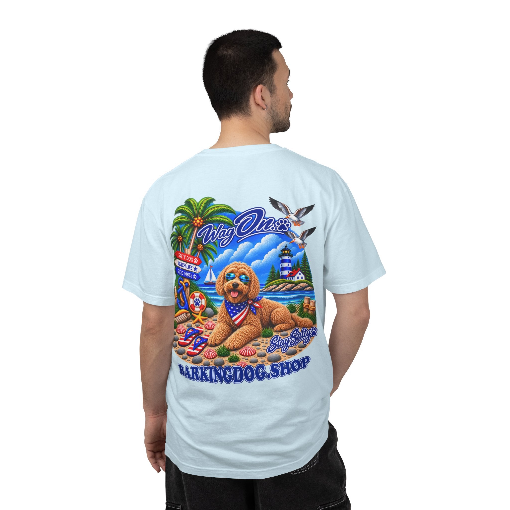 Goldendoodle Stay Salty T Shirt Beach Collection Salty Pup Beach Life Graphic Tee Wag On BarkingDog Shop