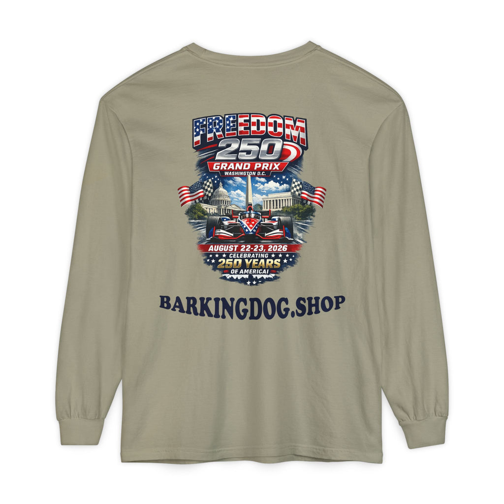 Freedom 250 Grand Prix Long Sleeve T-Shirt — "Wag On" Dog Rally Race Tee