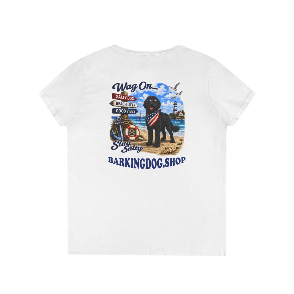 Black Bernedoodle T Shirt Stay Salty Beach Dog Lover Graphic Tee Wag On BarkingDog Shop