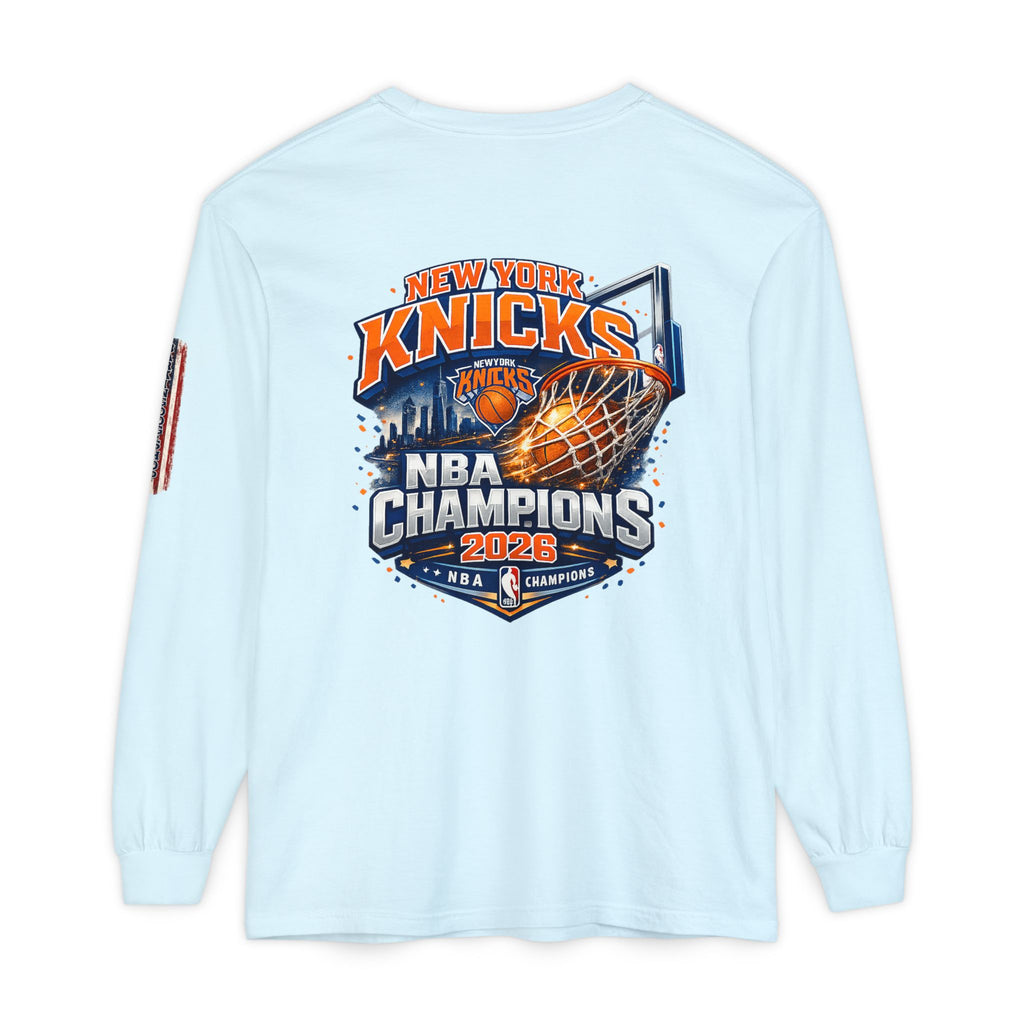 New York Knicks 2026 NBA Champions Long Sleeve T‑Shirt — 'Wag On' Dog Logo