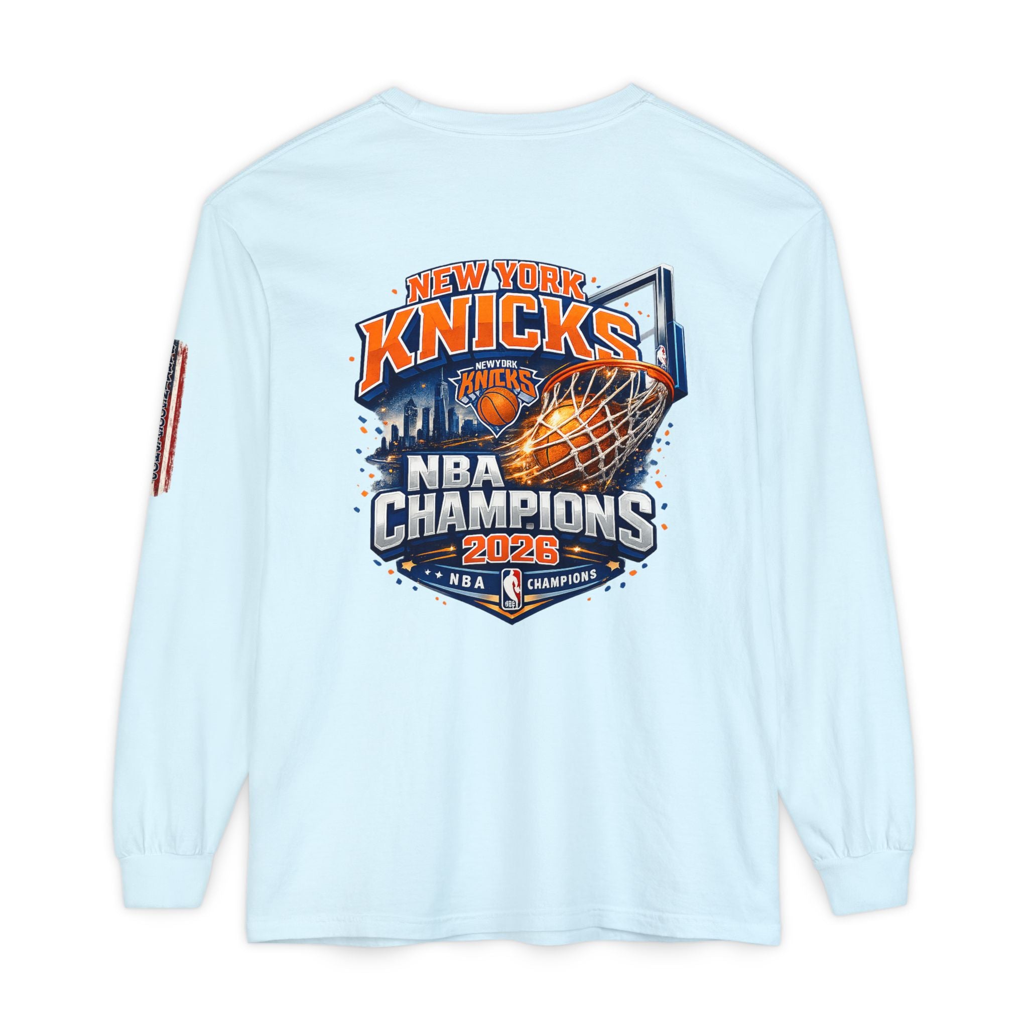 New York Knicks 2026 NBA Champions Long Sleeve T‑Shirt — 'Wag On' Dog Logo