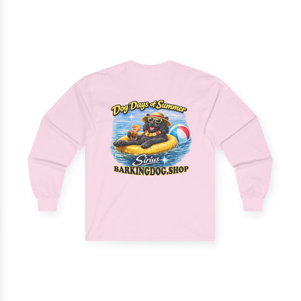Black Cocker Spaniel Dog Days of Summer Inner Tube Long Sleeve T Shirt Beach Collection Floating Dog Graphic Tee Wag On BarkingDog Shop