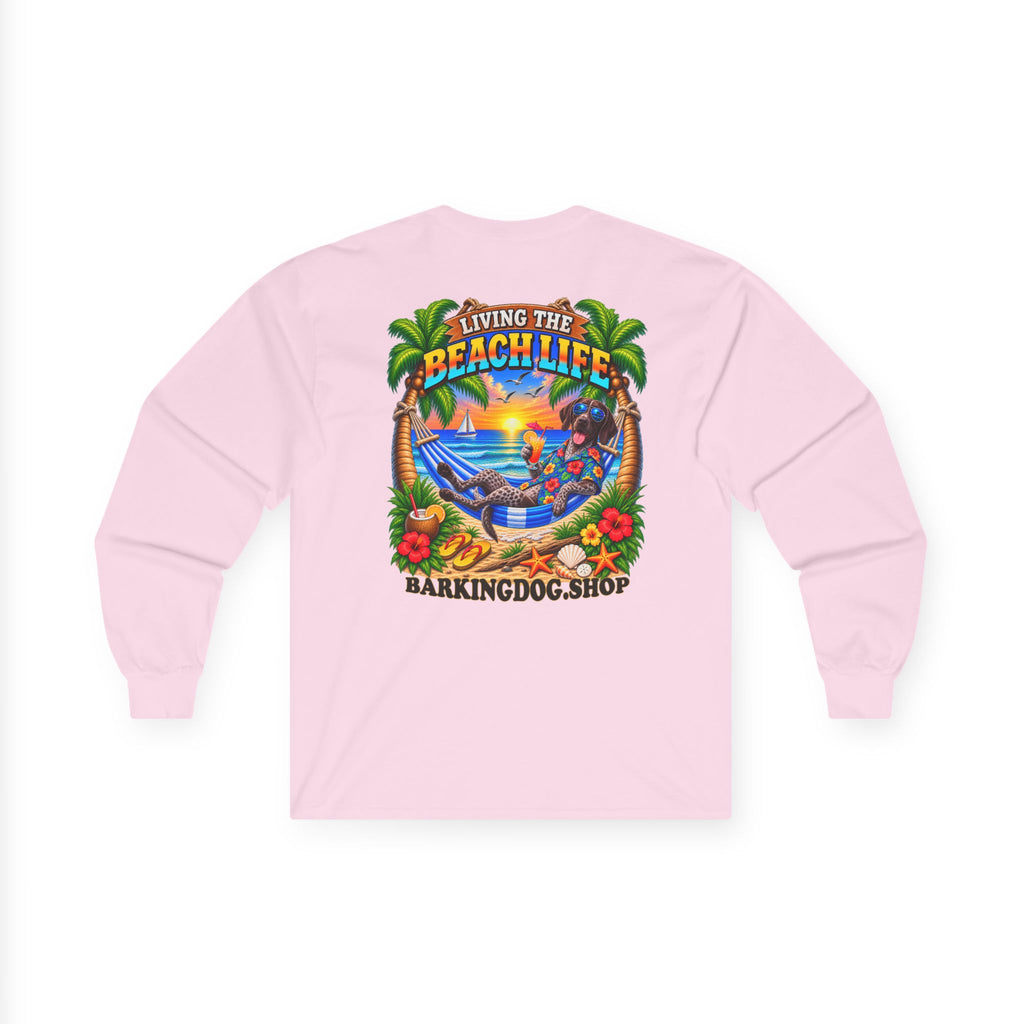German Shorthaired Pointer Beach Life Canine Long Sleeve T Shirt Beach Collection Hammock Tropical Dog Graphic Tee Wag On BarkingDog Shop