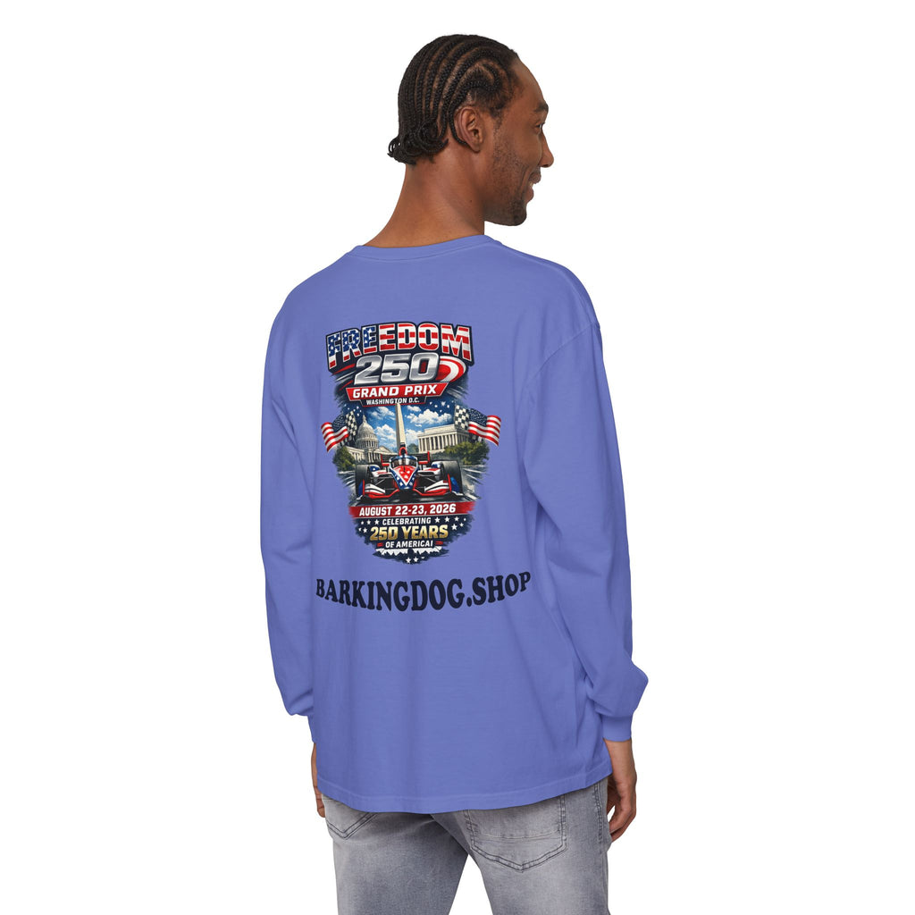 Freedom 250 Grand Prix Long Sleeve T-Shirt — "Wag On" Dog Rally Race Tee